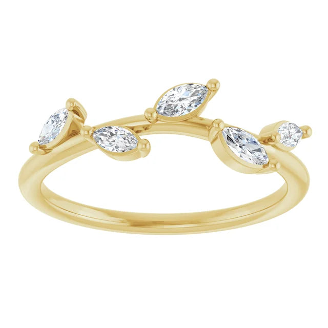 14K Yellow Gold 1/4 CTW Natural Diamond Leaf Ring