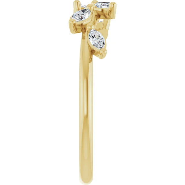 14K Yellow Gold 1/4 CTW Natural Diamond Leaf Ring