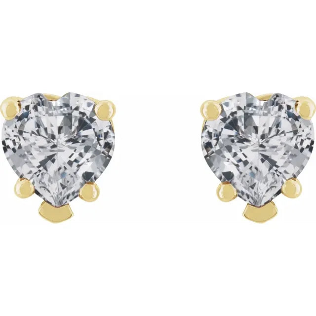 4K Yellow Natural White Sapphire Stud Earrings