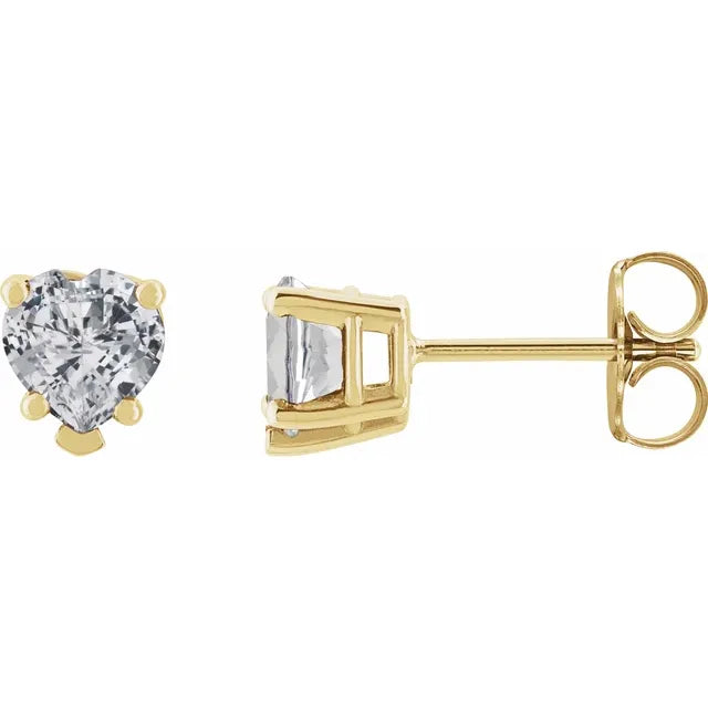4K Yellow Natural White Sapphire Stud Earrings