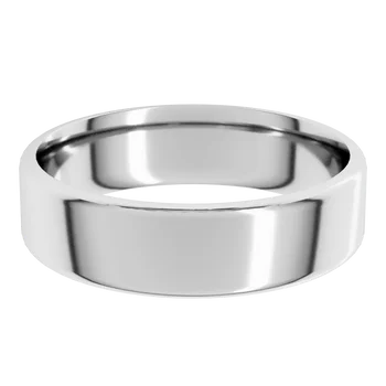 14K White Gold Lightweight Round Edge Comfort Fit Flat Band