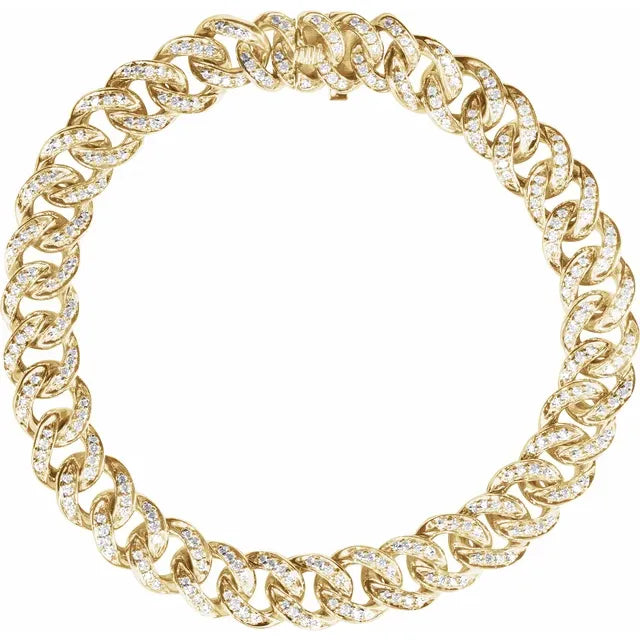 14K Yellow Gold 1 1/2 CTW Natural Diamond Link 7" Bracelet