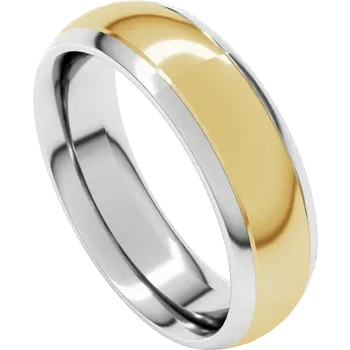 14K White/Yellow Gold Standard Weight Comfort Fit Half Round Band