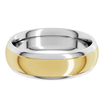 14K White/Yellow Gold Standard Weight Comfort Fit Half Round Band