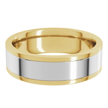 14K Yellow/White Gold Standard Weight Comfort Fit Flat Band