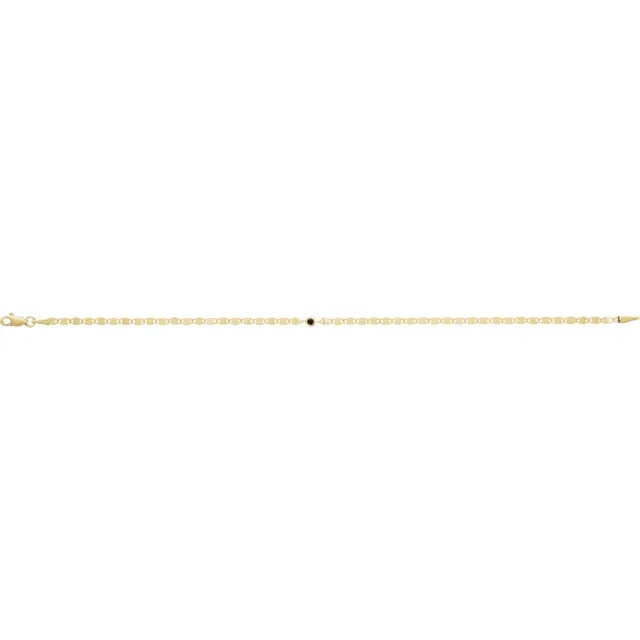 14K Yellow Gold .06 CT Natural Black Diamond Bezel-Set Link 7 1/2" Bracelet
