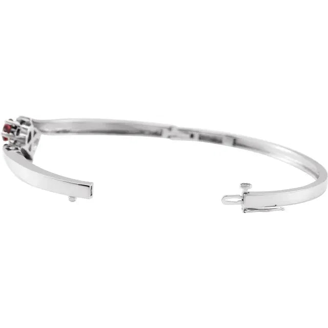 14K Rose Gold 6x6 mm Heart 2-Stone Love Bangle™ Engravable Family 8" Bracelet Mounting