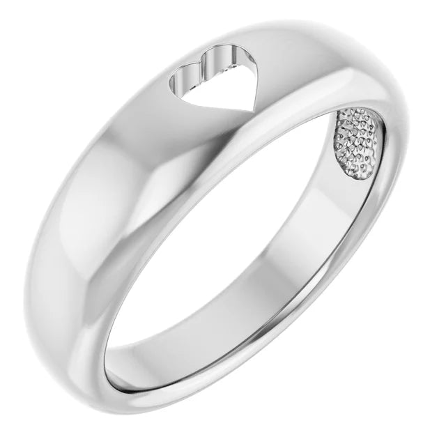 14K White Gold Pierced Heart Ring