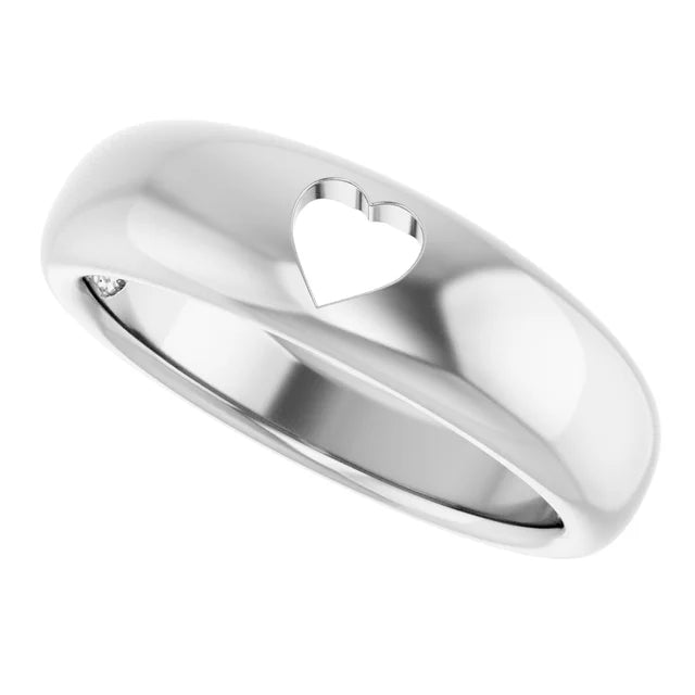 14K White Gold Pierced Heart Ring