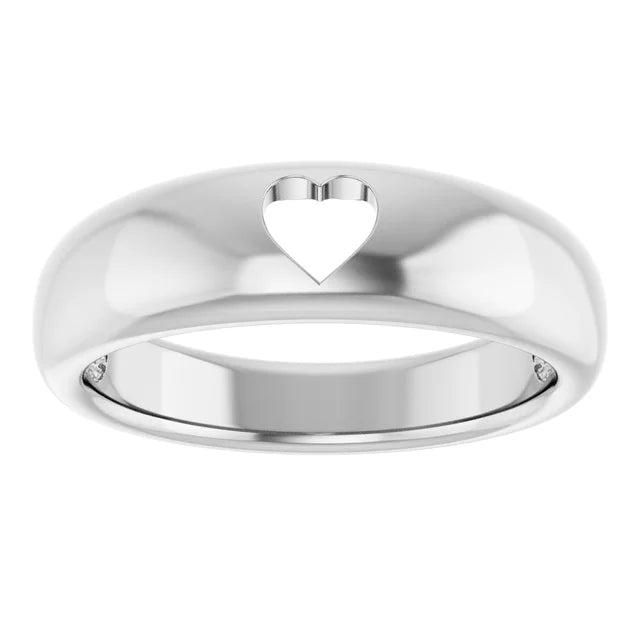 14K White Gold Pierced Heart Ring