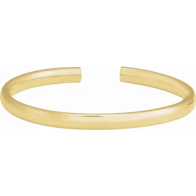 14K Yellow Gold 5 mm Hinged Cuff 7" Bracelet
