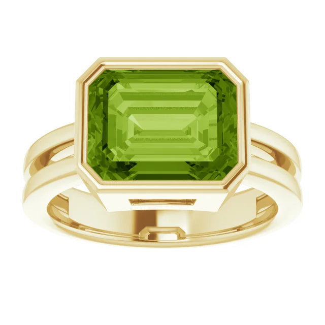 14K Yellow Gold 10x8 mm Peridot Ring