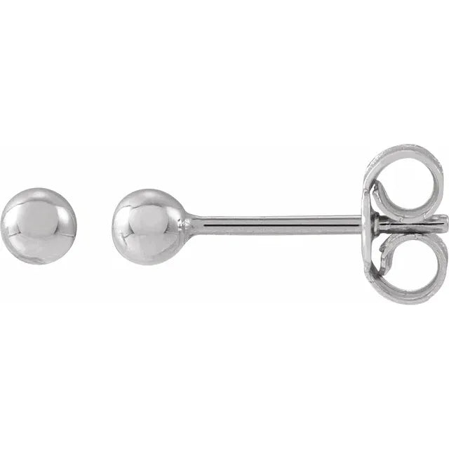 14K White Gold Ball Earrings
