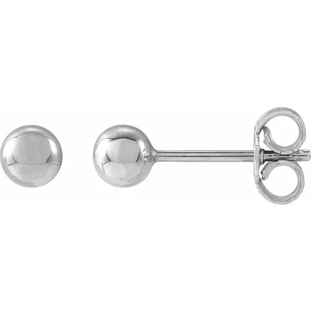 14K White Gold Ball Earrings