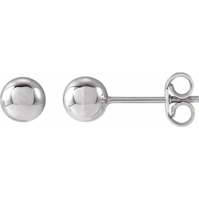14K White Gold Ball Earrings