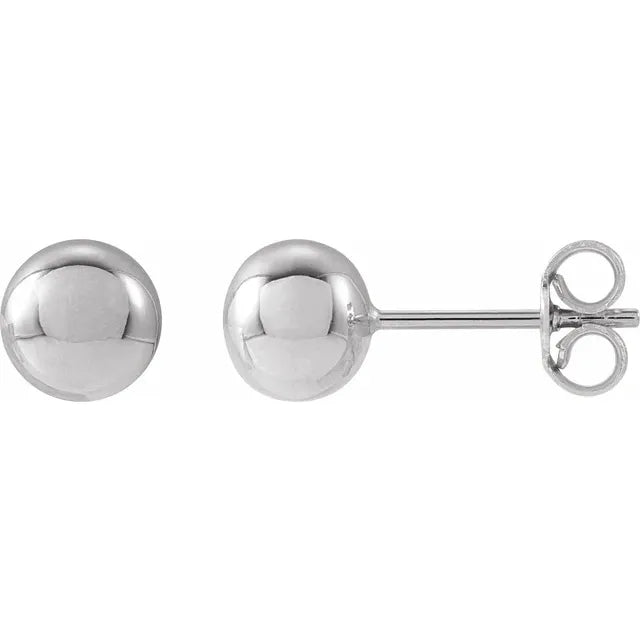 14K White Gold Ball Earrings