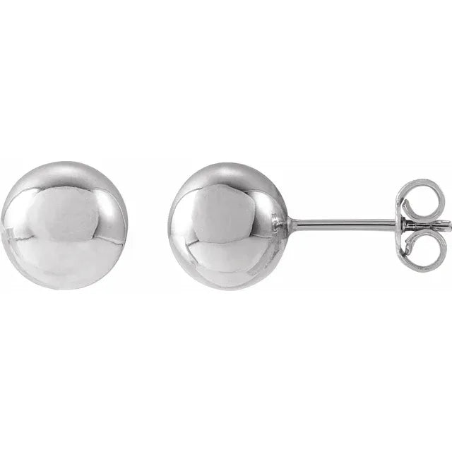 14K White Gold Ball Earrings