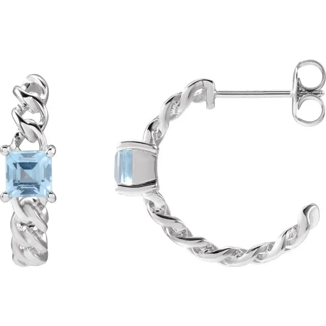 14K White Gold Natural Sky Blue Topaz Earrings