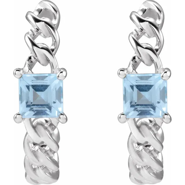 14K White Gold Natural Sky Blue Topaz Earrings