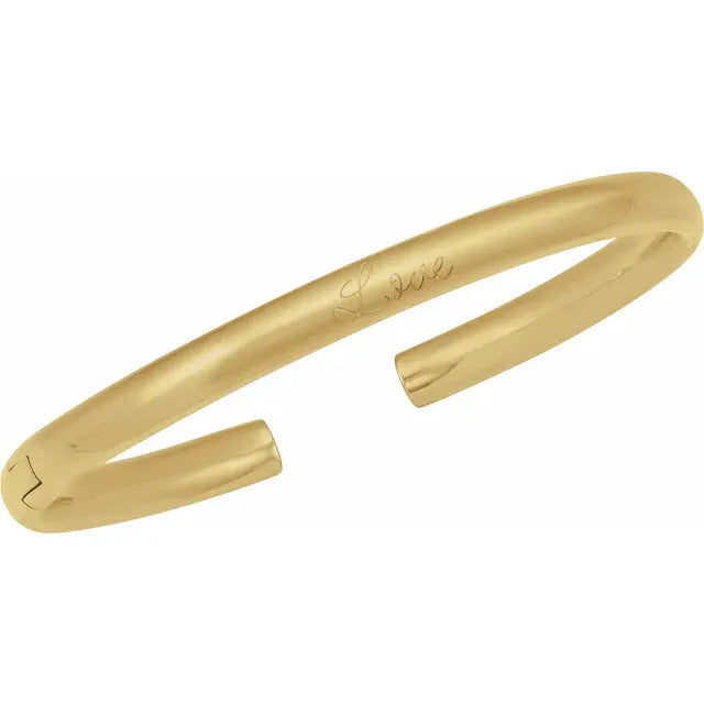 14K Yellow Gold 5 mm Hinged Cuff 7" Bracelet