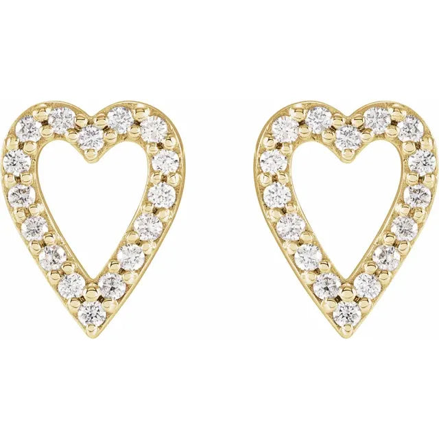 14K Yellow Gold 1/4 CTW Natural Diamond Heart Earrings
