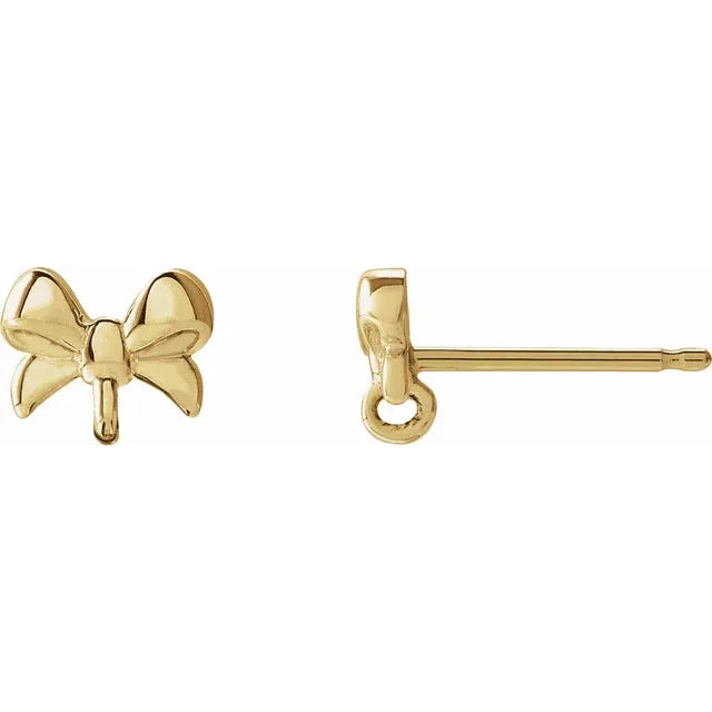 14K Yellow Gold 6x4 mm Natural Pink Morganite Bow Earrings