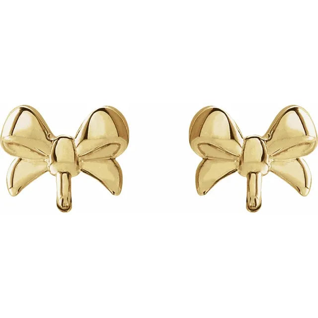14K Yellow Gold 6x4 mm Natural Pink Morganite Bow Earrings