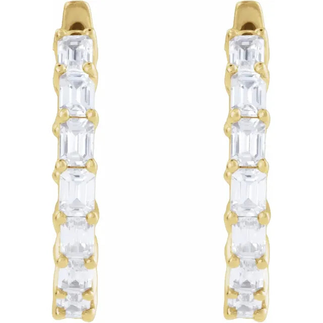 14K Yellow Gold 3 CTW Lab-Grown Diamond Inside-Outside 21.2 mm Hoop Earrings