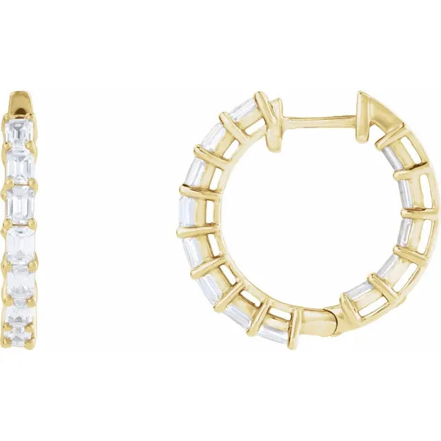14K Yellow Gold 3 CTW Lab-Grown Diamond Inside-Outside 21.2 mm Hoop Earrings
