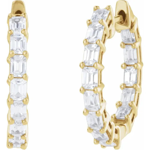 14K Yellow Gold 3 CTW Lab-Grown Diamond Inside-Outside 21.2 mm Hoop Earrings