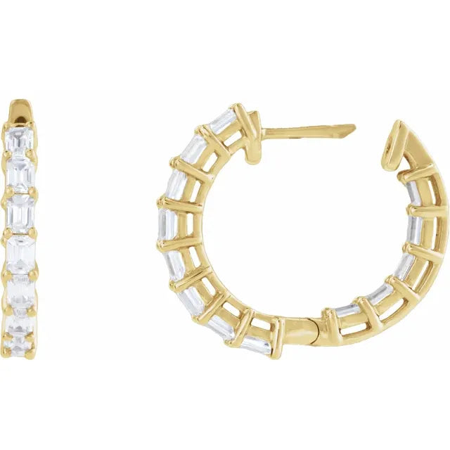 14K Yellow Gold 3 CTW Lab-Grown Diamond Inside-Outside 21.2 mm Hoop Earrings