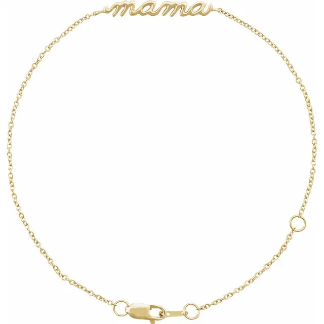 14K Yellow Gold Mama 6 1/2-7 1/2" Bracelet