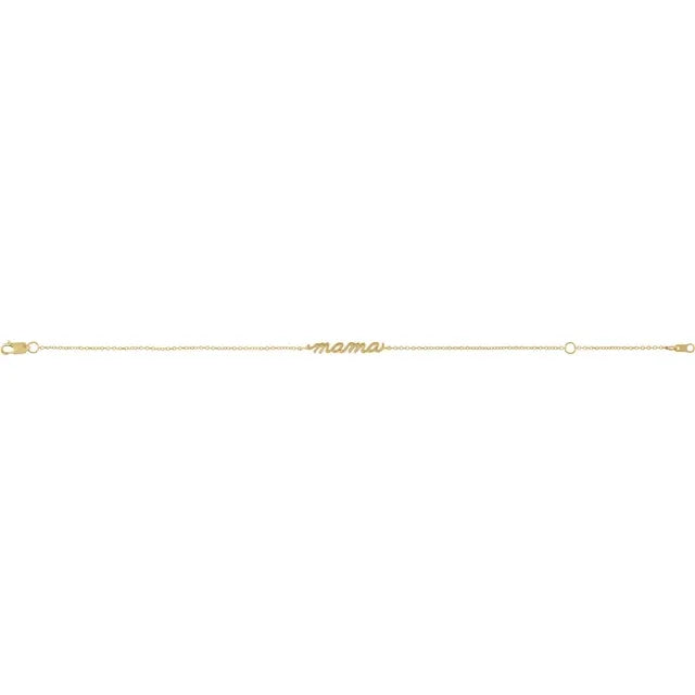 14K Yellow Gold Mama 6 1/2-7 1/2" Bracelet