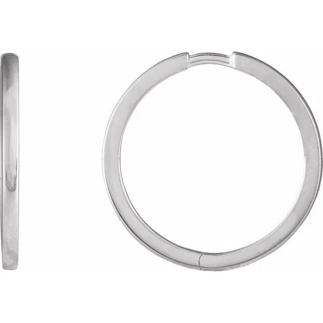 14K White Gold Hinged Hoop Earrings