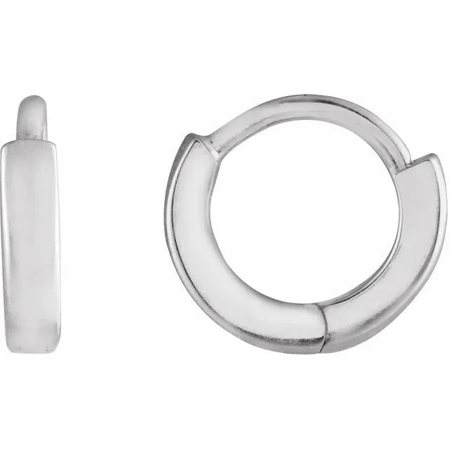 14K White Gold Hinged Hoop Earrings