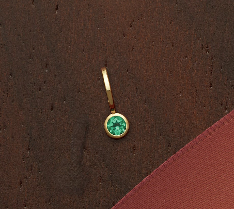 14K Yellow Gold Lab-Grown Emerald Charm/Pendant