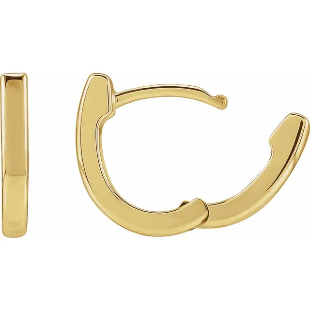 14K Yellow Gold 10 mm Hinged Hoop Earrings