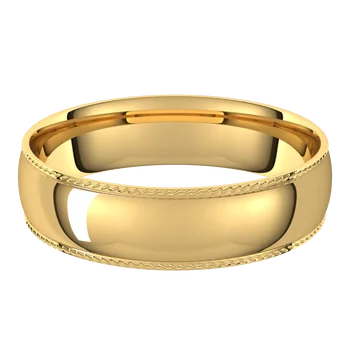 14K Yellow Standard Weight Rope Comfort Fit Half Round Band