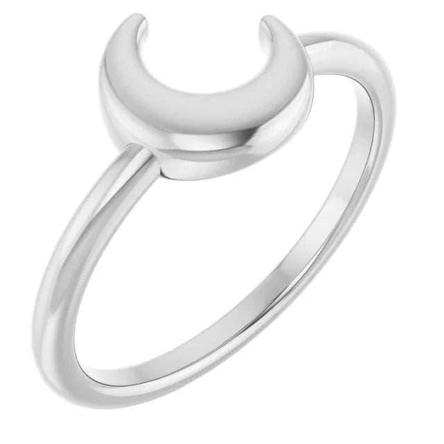 14K White Gold Crescent Moon Ring