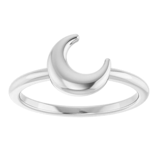 14K White Gold Crescent Moon Ring
