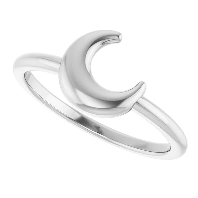 14K White Gold Crescent Moon Ring