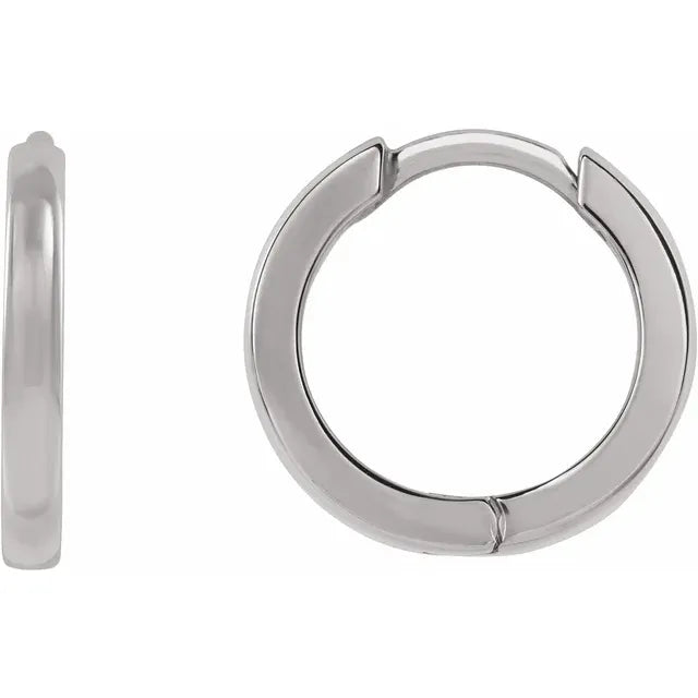 14K White Gold Hinged Hoop Earrings