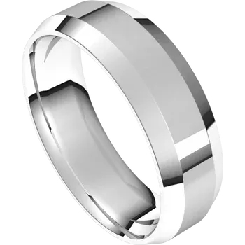 14K White Gold Lightweight Beveled Edge Comfort Fit Flat Band