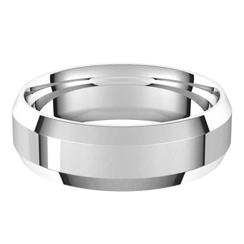 14K White Gold Lightweight Beveled Edge Comfort Fit Flat Band