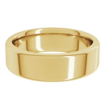 14K Yellow Standard Weight Round Edge Comfort Fit Flat Band
