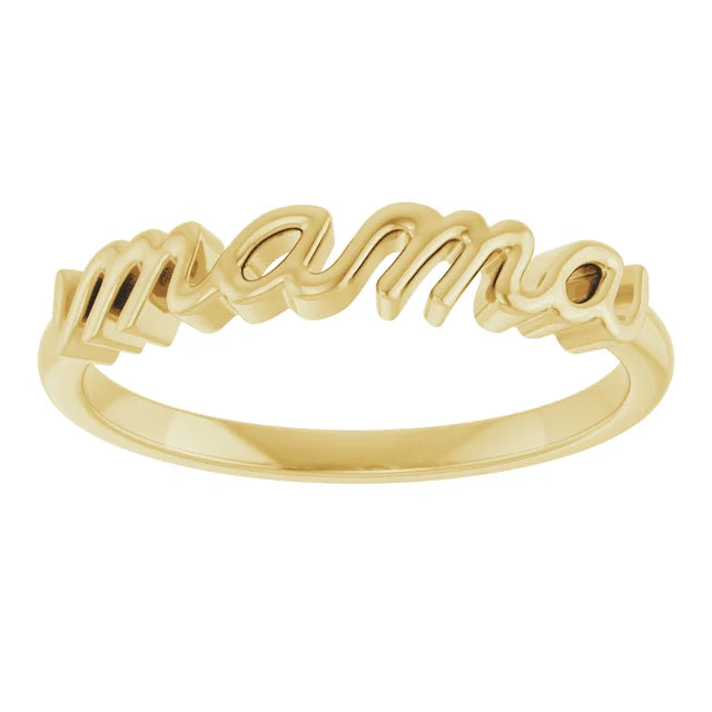 14K Yellow Gold Mama Ring