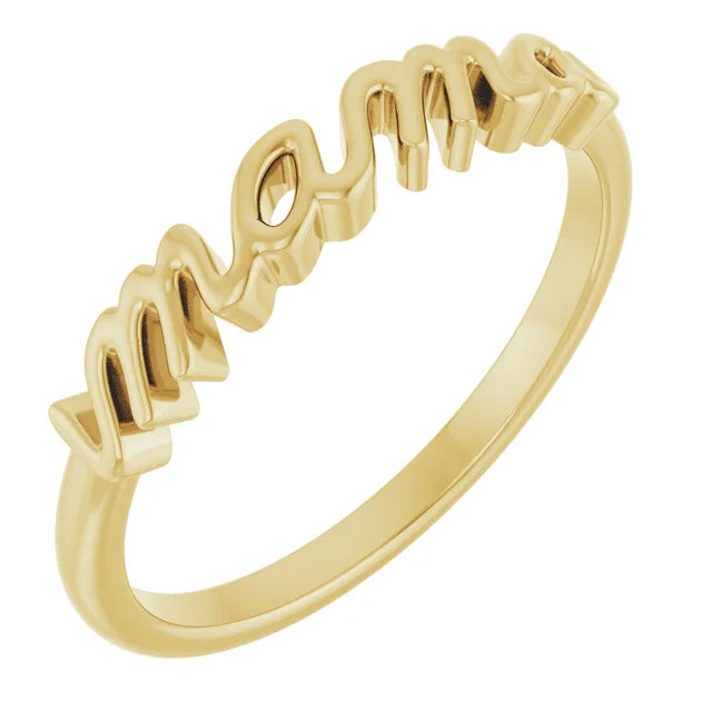 14K Yellow Gold Mama Ring