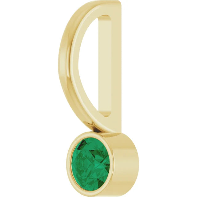 14K Yellow Gold Lab-Grown Emerald Charm/Pendant