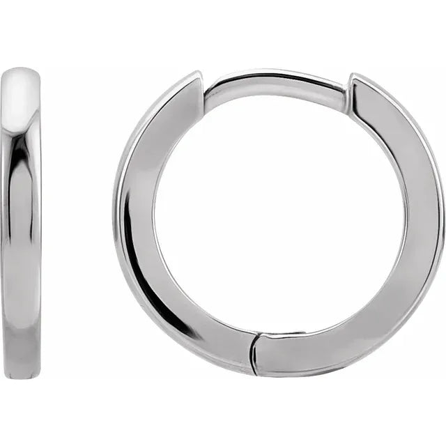 14K White Gold Hinged Hoop Earrings
