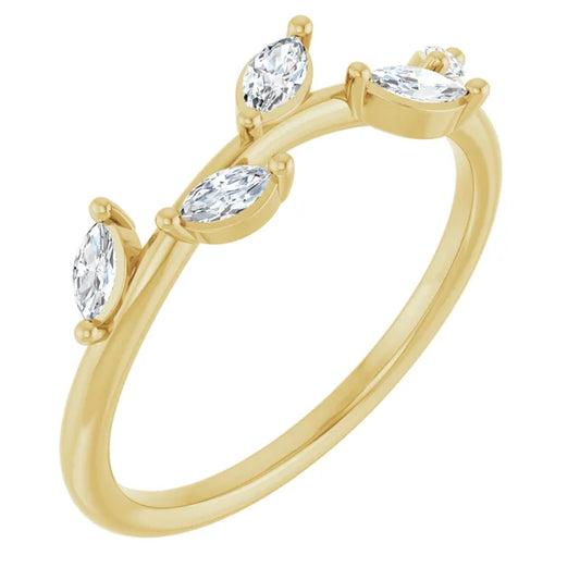14K Yellow Gold 1/4 CTW Natural Diamond Leaf Ring